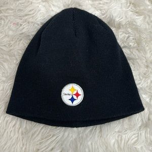 PITTSBURGH STEELERS BLACK FLEECE BEANIE HAT REVERSIBLE